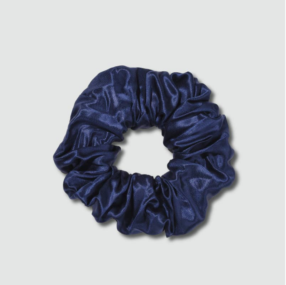 Large Organic Silk Scrunchie - Luxurious Pleated Design NAVY